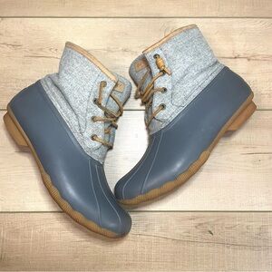 Sperry Womens Duck Boots 10 Gray Waterproof Rubber Wool Blend Insulated Winter